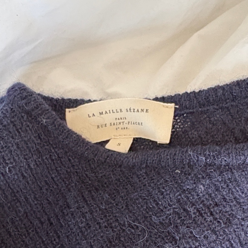 Sezane Blue Button-Front Wool Cardigan - Picture 2 of 3